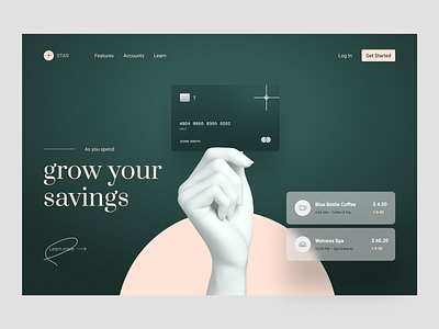 Main concept for selling the Debit Card app banking concept design graphic green landing page minimal ui web webdesign