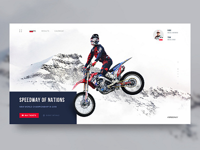 Speedway main page banner design graphic moto speedway sport ui web