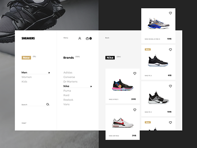 Sneakers shop filter page