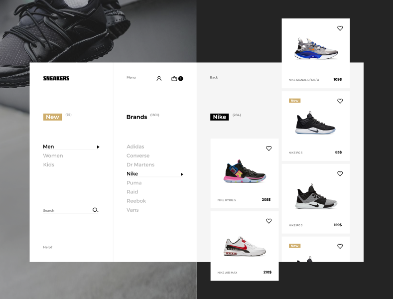 Sneakers shop filter page by Liza Key on Dribbble