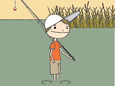 No Fishing boy fishing illustration