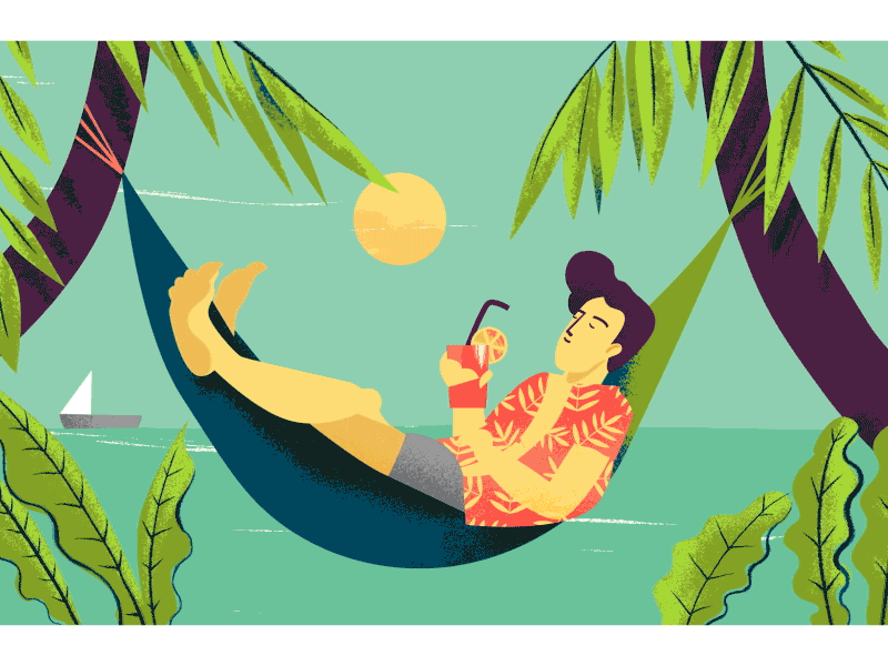 Life is hard animation beach chill cocktail happy illustration ocean vector