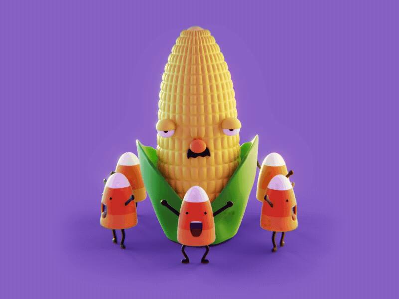 Cranky Corn 3d animation 3d character animation blender3d character gif halloween