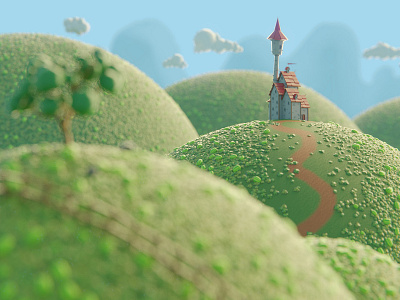 Meloncholy Melon Castle 3d 3d animation 3d art blender3d castle fairy tale hills watermelon