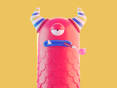 Party Monster 3d 3d character illustration mosnter party