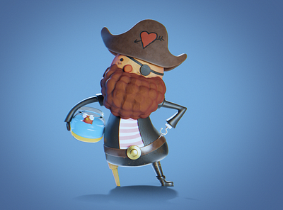 The Love Pirate 3d 3d animation 3d art 3d character 3d illustration animation blender3d character gif illustration pirate