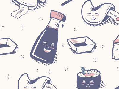 Soy Sauce! design fall illustration logo mascot repeat pattern surface pattern sushi vector vintage