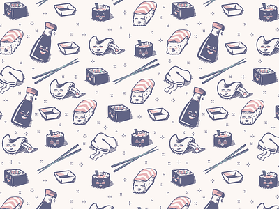 Seamless Sushi Pattern design fall illustration logo mascot repeat pattern surface pattern sushi vector vintage