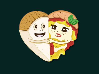 That's Amore! basil cheese cute food heart illustration love margherita parmesan parmesano reggiano pizza silly