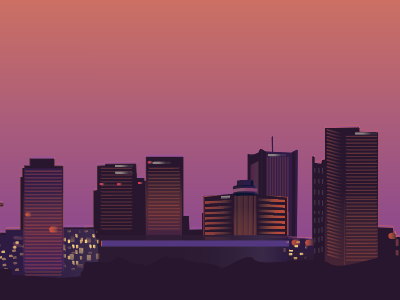 Downtown Phoenix gradient illustrator minimal sunset vector