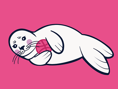 Double Dribbblin'! animals baby babyseal cute funny illustration pink seal silly