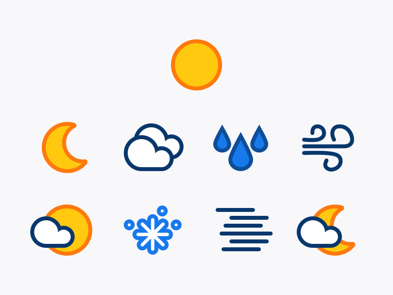 Basic weather icons by Nick Stamas on Dribbble