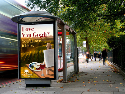 Vineyard Bus Stop Ad design illustration