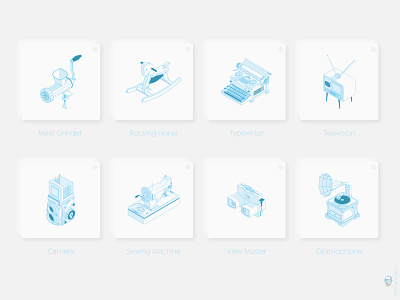 isometric vintage icons