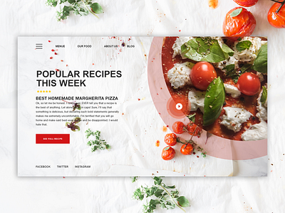 Food Recipe design landing page ui web