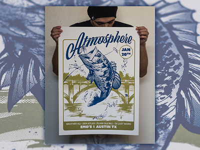 Fishing Blues Rebound atmosphere austin gig poster hip hop hiphop music poster screenprint