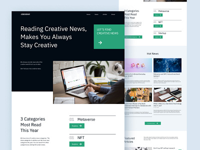 #Exploration - Landing Page for Creative News 3d animation clean design ui uiux ux