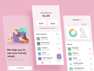 Moneywise - Money Manager App app apps clean design mobile money money manager pay ui uiux ux