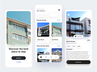 Hommy - House and Hotel Rental App app apps clean design house rent rental ui uiux ux