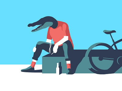 Hooligan bike crockodile illustration illustrator ivodoide ivogeorgiev smoke vector