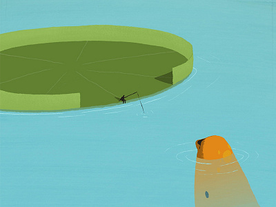 Fishing conceptual cute as design digital illustration editorial editorial illustration fishing fishing rod illustration koi pond minimal minimal illustration