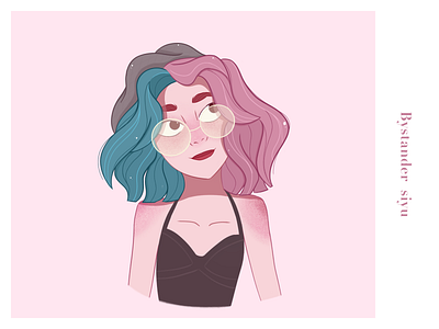 Hair-coloured Girl illustration ui