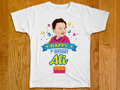My Baby "Ali" 1st Birthday Design 1st baby birthday cartoon design mockup t shirt