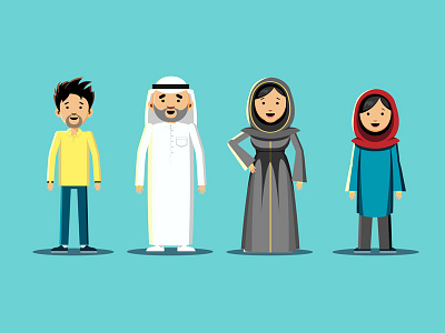 Arab Family - Characters Design abaya arab beard character design dishdasha emirati styles