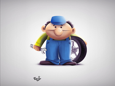 Muppet Design - mechanic - 02 arab character design digital engineer helmet mechanic muppet painting puppet safety