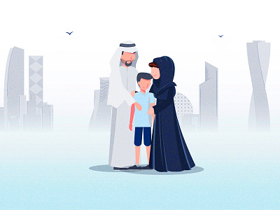 Arab Family 2d animated app application art branding design flat icon illustration ui vector