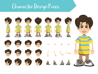 Boy character creation set boy character creation emotions front icons legs rear set side vector