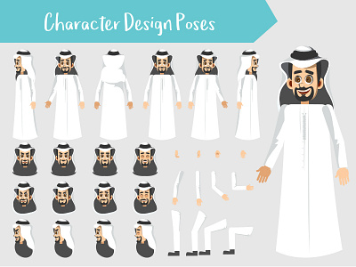Man character creation set emotions front legs rear side view of male person arms