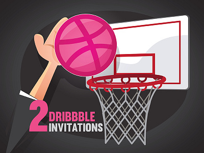 Dribbble - 2 Invitations art artist call dribbble flat illustration illustrator invitation vector