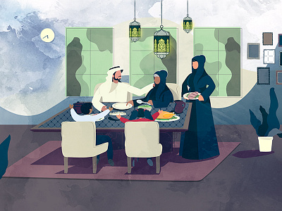 Ramadan - Family Gathering 1 2d animated app application art branding design flat icon illustration ui vector