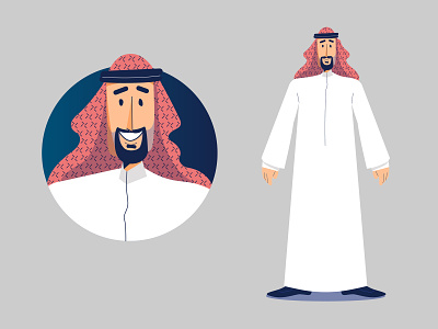 Arab Man Character Design 2d arab man character character art character design design emotions flat front illustration legs. vector