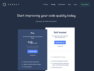 Pricing page