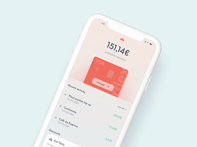 Meal app 🥦 app card finance mobile
