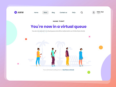 Virtual queue - Web design hero hero landing landing page queue time uiux user wait virtual virtual queue waiting waiting user web web ui web waiting yasintha