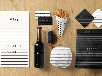 Graffi rebrand black and white branding burger grill hamburger identity logo menu monochrome packaging rebrand restaurant