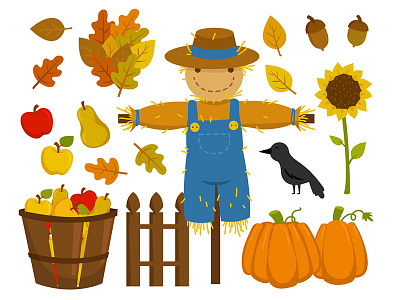 Fall / Harvest / Thanksgiving character design drawing flat illustration vector