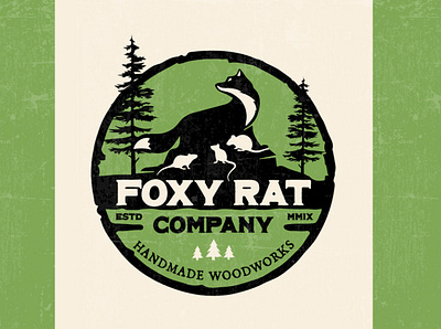 Logo for Foxy Rat Woodworks badge brand branding design digital art graphic design logo logo design logos vintage logo