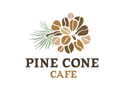 Pine Cone Cafe Logo #2 brand branding cafe coffee bean coffee beans design graphic design illustration logo logo design logos nature organic pine cone