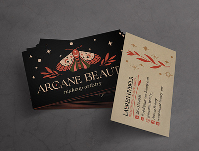 Arcane Beauty Business Cards arcane beauty brand branding business card design graphic design illustration logo logo design logos moth witchy