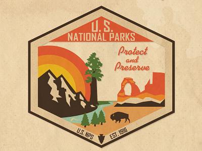 US National Parks Design digital art graphic design illustration landscape national park national park design national park patch national park stickers national parks nature vintage wildlife