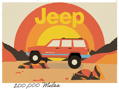 '99 Jeep art cherokee color desert design graphic design illustartor illustation illustration jeep landscape sunset vectore vintage vintage art
