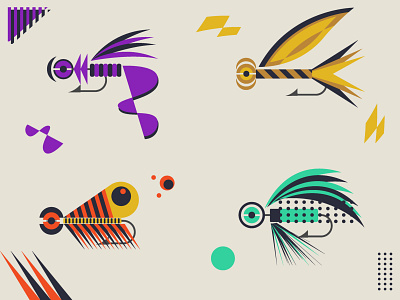 Abstract Fishing Lures 001-004 abstract art design fishing fishing lures flat flatdesign graphic design illustration lures shapes vector