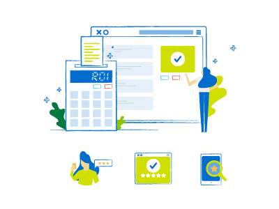 Illustration of icons for web app character illustration vector web