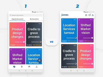 Janus - Desicion Making App android app collaborative decision flat gradient ios ui ux