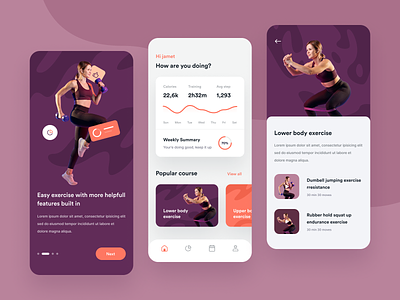 Fitness Mobile App app clean exercise fitness mobile onboarding simple trainer training ui ux