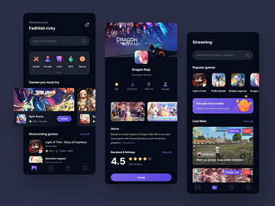 Gameplay - Game store and streaming apps app clean design game illustration mobile simple store streamer ui ux